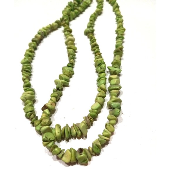 Necklace Shades of Green Double Strand Malachite Chip Bead Hook and Eye Closure - Picture 4 of 5